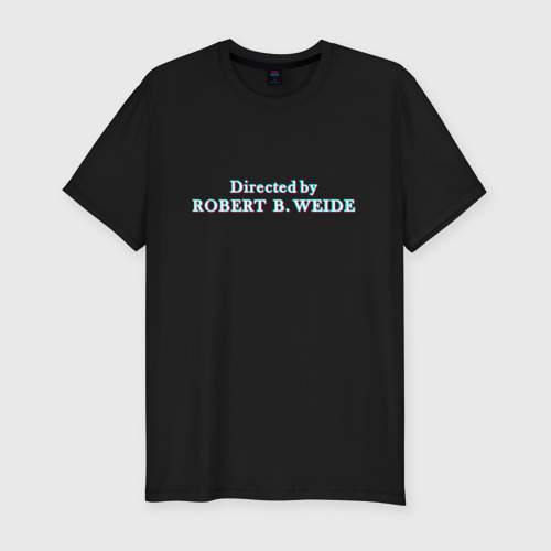 Мужская приталенная футболка из хлопка с принтом Directed by Robert B Weide Glitch, вид спереди №1
