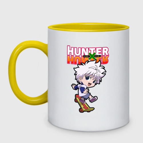 Кружка двухцветная Киллуа Hunter   x Hunter, цвет белый + желтый