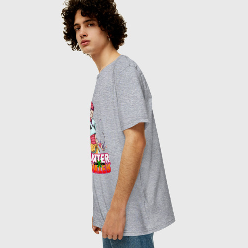 Мужская футболка хлопок Oversize Хисока Мороу без фона, цвет меланж - фото 5