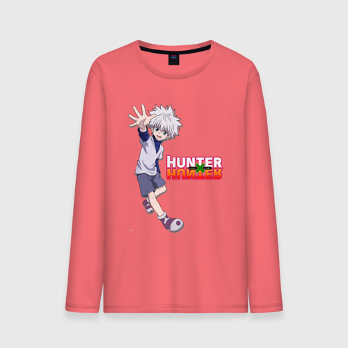 Мужской лонгслив хлопок Киллуа Hunter x   Hunter, цвет коралловый