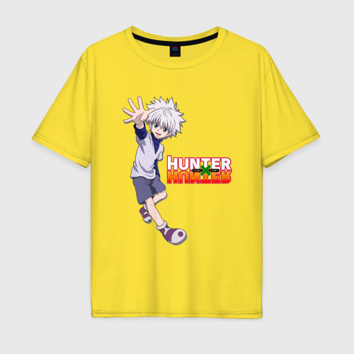 Мужская футболка хлопок Oversize Киллуа Hunter x   Hunter, цвет желтый