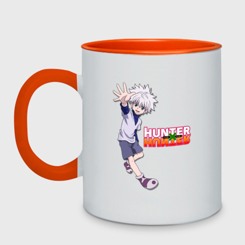 Кружка двухцветная Киллуа Hunter x   Hunter, цвет белый + оранжевый