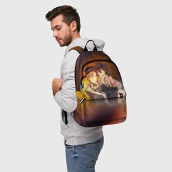 Рюкзак с принтом Дазай и Чуя для любого человека, вид спереди №2. Цвет основы: белый