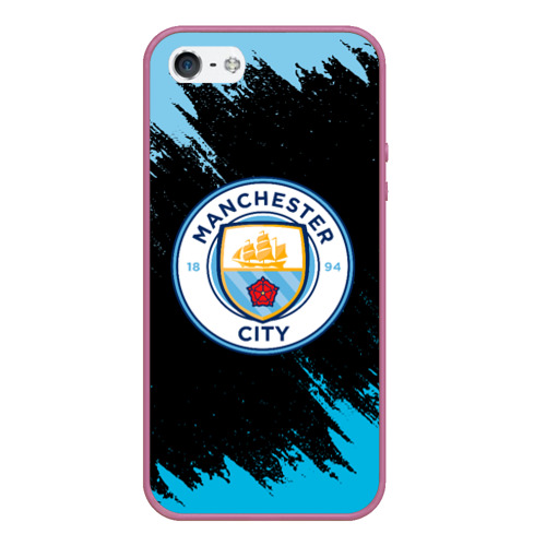 Чехол для iPhone 5/5S матовый Manchester city, цвет розовый