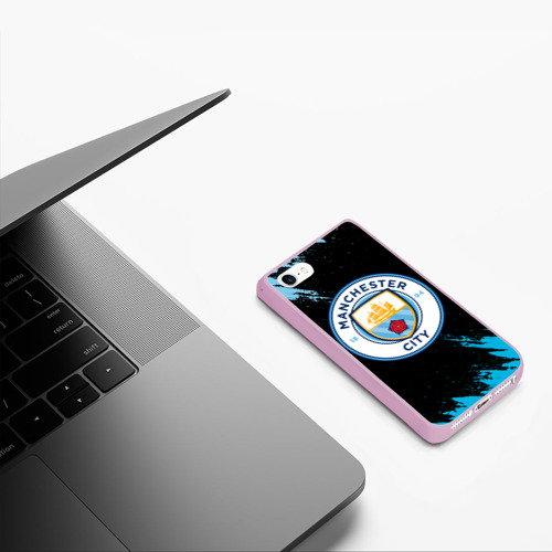 Чехол для iPhone 5/5S матовый Manchester city, цвет розовый - фото 5