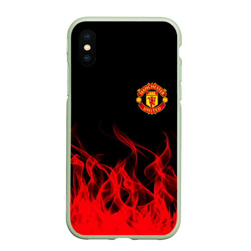 Чехол для iPhone XS Max матовый Manchester united, цвет салатовый