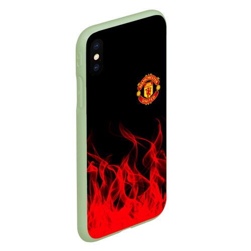 Чехол для iPhone XS Max матовый Manchester united, цвет салатовый - фото 3