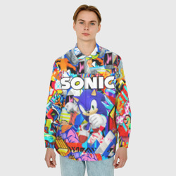 Мужская рубашка oversize 3D Sonic Соник - фото 2