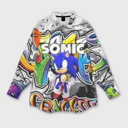 Женская рубашка oversize 3D Sonic Соник
