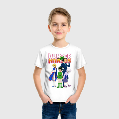 Детская футболка хлопок Хантер лого с героями, цвет белый - фото 3