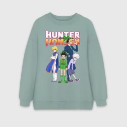 Женский свитшот oversize без начеса хлопок Хантер лого с героями