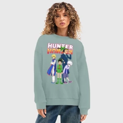 Женский свитшот oversize без начеса хлопок Хантер лого с героями - фото 2
