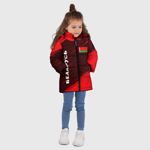 Зимняя куртка для девочек 3D с принтом Беларусь, вид сбоку #3