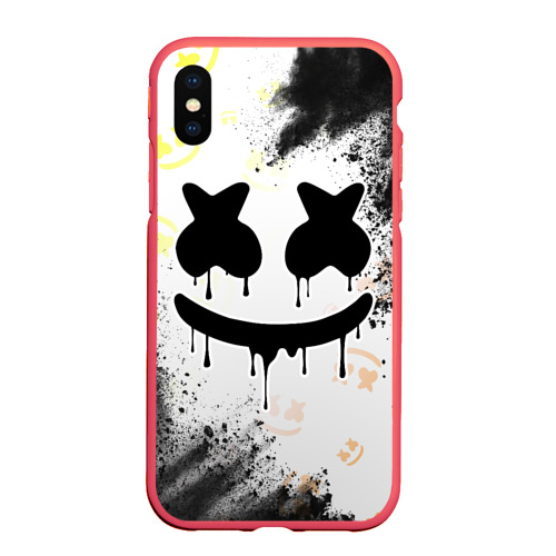 Чехол для iPhone XS Max матовый Marshmello Маршмеллоу, цвет красный