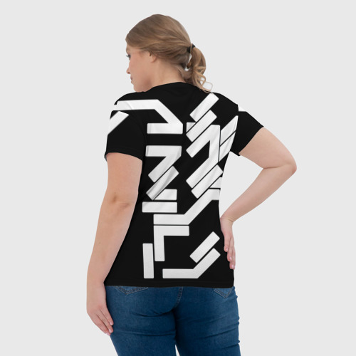 Женская футболка 3D с принтом КИБЕРПАНК СИМВОЛ, вид сзади #2