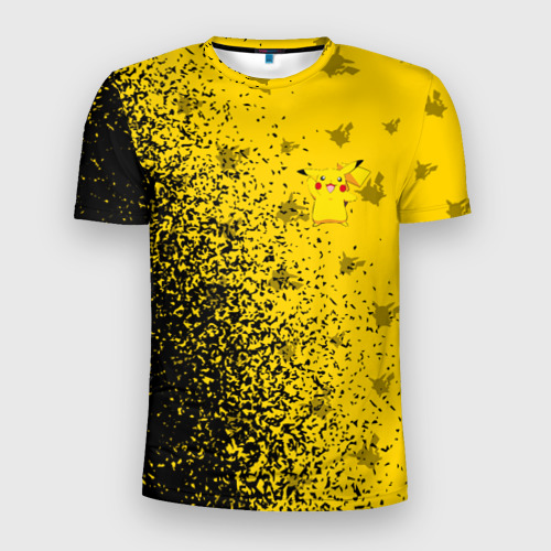 Мужская футболка 3D Slim с принтом Пикачу Pikachu, вид спереди #2