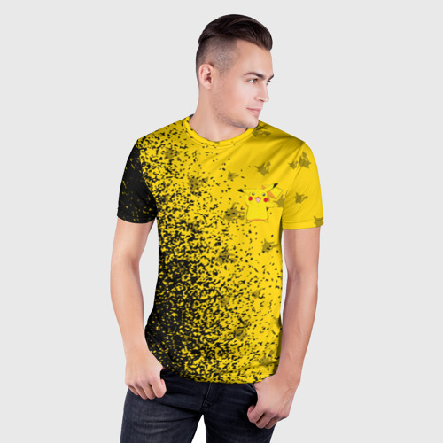 Мужская футболка 3D Slim с принтом Пикачу Pikachu, фото на моделе #1