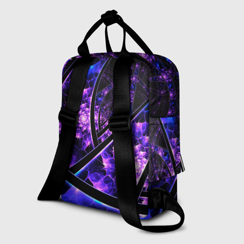Женский рюкзак 3D с принтом Фрактал линии, вид сзади #1
