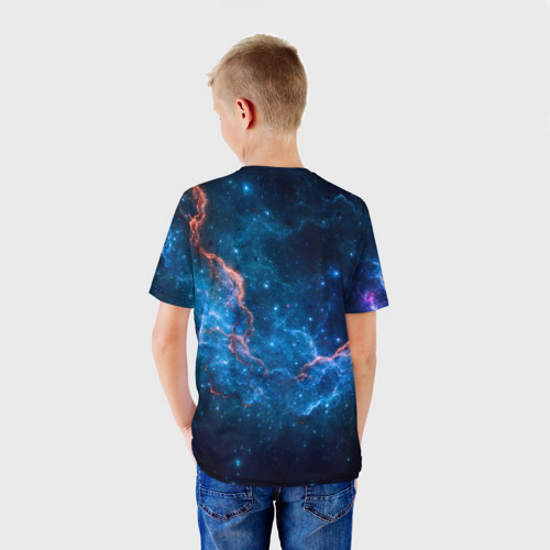 Детская футболка 3D с принтом Туманность, вид сзади #2