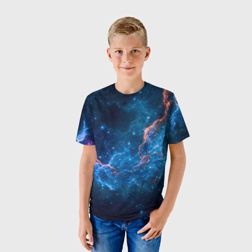 Детская футболка 3D с принтом Туманность, фото на моделе #1