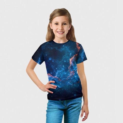 Детская футболка 3D с принтом Туманность, вид сбоку #3