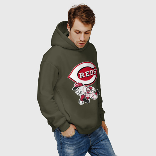 Мужское худи Oversize хлопок Cincinnati reds - baseball team - talisman, цвет хаки - фото 7