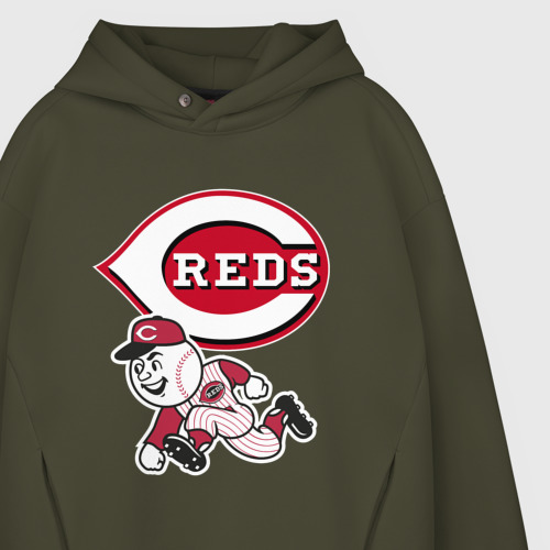 Мужское худи Oversize хлопок Cincinnati reds - baseball team - talisman, цвет хаки - фото 4