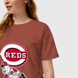 Женская футболка хлопок Oversize Cincinnati reds - baseball team - talisman - фото 2