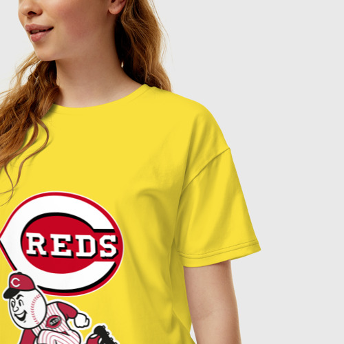 Женская футболка хлопок Oversize Cincinnati reds - baseball team - talisman, цвет желтый - фото 3