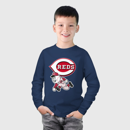 Детский лонгслив хлопок Cincinnati reds - baseball team - talisman, цвет темно-синий - фото 3