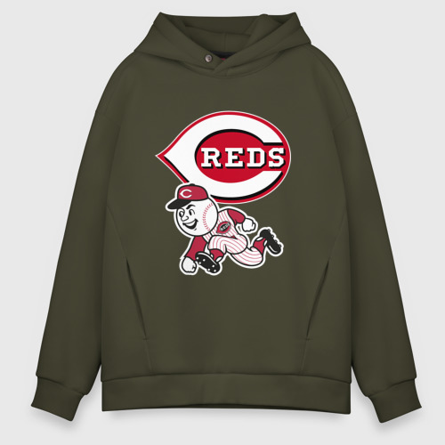 Мужское худи Oversize хлопок Cincinnati reds - baseball team - talisman, цвет хаки