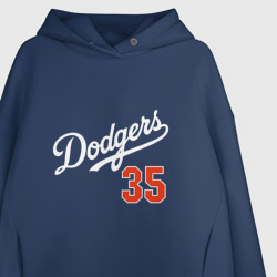 Худи с принтом Los Angeles Dodgers - baseball для женщины, вид на модели спереди №2. Цвет основы: темно-синий