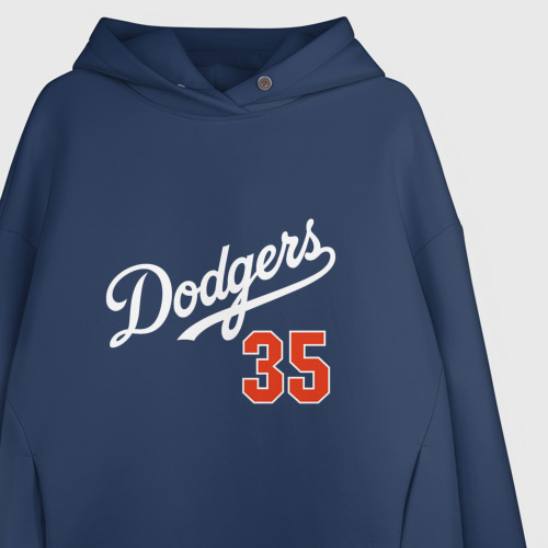 Женское худи Oversize хлопок Los Angeles Dodgers - baseball, цвет темно-синий - фото 3