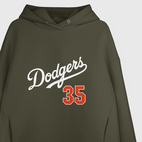 Женское худи Oversize хлопок Los Angeles Dodgers - baseball, цвет хаки - фото 3