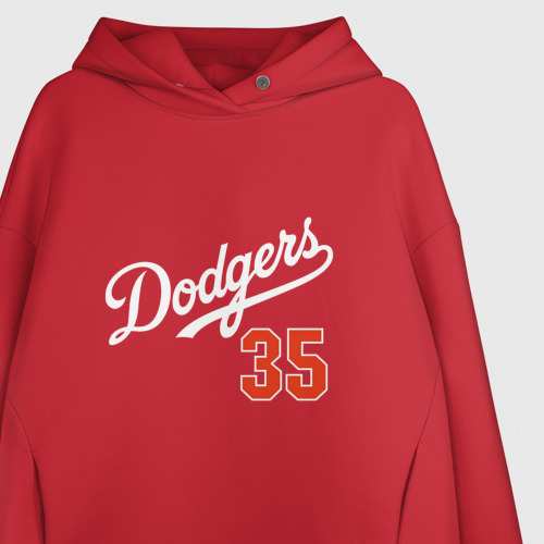 Женское худи Oversize хлопок Los Angeles Dodgers - baseball, цвет красный - фото 3