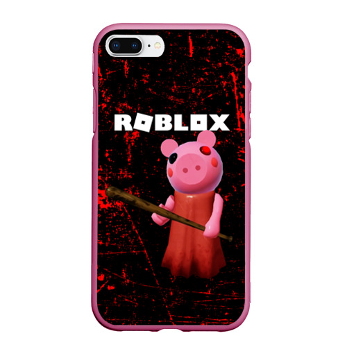 Чехол для iPhone 7Plus/8 Plus матовый с принтом Roblox Piggy - Свинка Пигги, вид спереди #2