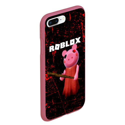 Чехол для iPhone 7Plus/8 Plus матовый с принтом Roblox Piggy - Свинка Пигги, вид сбоку #3