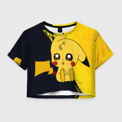 Женская футболка Crop-top 3D Пикачу/Pikachu