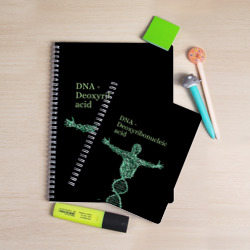 Тетрадь с принтом ДНК для любого человека, вид спереди №2. Цвет основы: крупная клетка