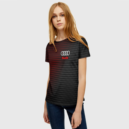 Женская футболка 3D с принтом AUDI / АУДИ, фото на моделе #1