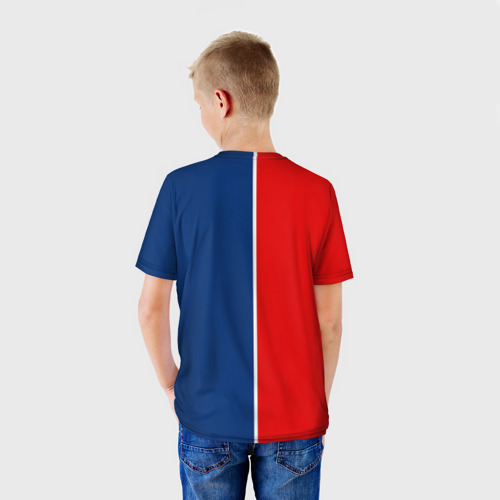 Детская футболка 3D с принтом ФК ПСЖ, вид сзади #2