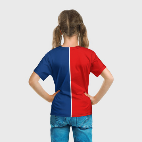 Детская футболка 3D с принтом ФК ПСЖ, вид сзади #2