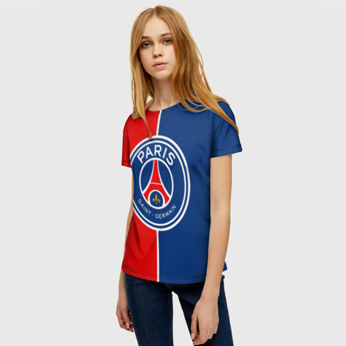 Женская футболка 3D с принтом ФК ПСЖ, фото на моделе #1