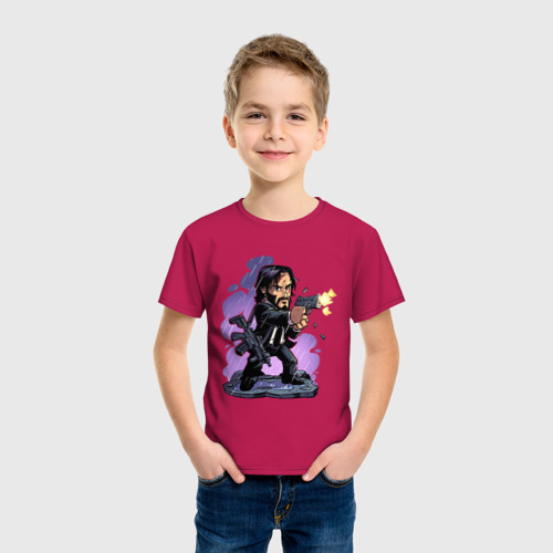 Детская футболка хлопок John Wick, цвет маджента - фото 3
