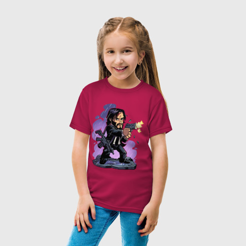 Детская футболка хлопок John Wick, цвет маджента - фото 5