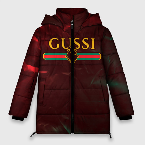 Женская зимняя куртка Oversize Gussi гуси, цвет черный