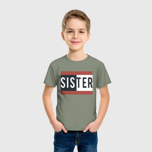 Детская футболка хлопок Sister, цвет авокадо - фото 3