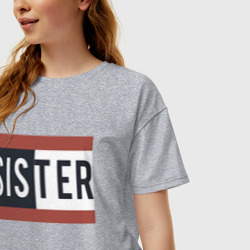 Женская футболка хлопок Oversize Sister - фото 2