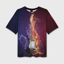 Женская футболка oversize 3D Гитара огня