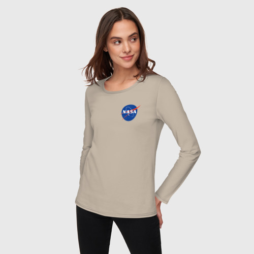 Женский лонгслив хлопок NASA, цвет миндальный - фото 3